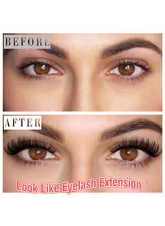Alice Cat Eye Lashes D Curl Russian Strip Lashes Fluffy False Eyelashes Clear Band Eyelashes Dramatic Faux Mink Lashes 8 Pairs  - Image 2