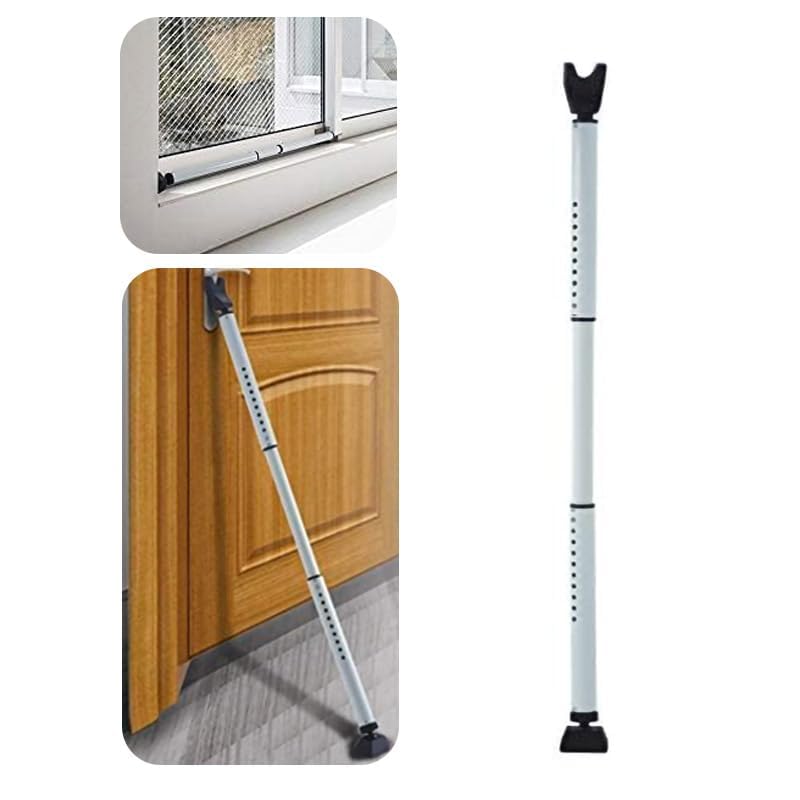 HoneSecur 2-in-1 Door Security Bar & Sliding Patio Door Stopper Security Jammer Bar Child Proof Adjustable Constructed of High Grade Iron Window Doors Security Bars, White - Image 2