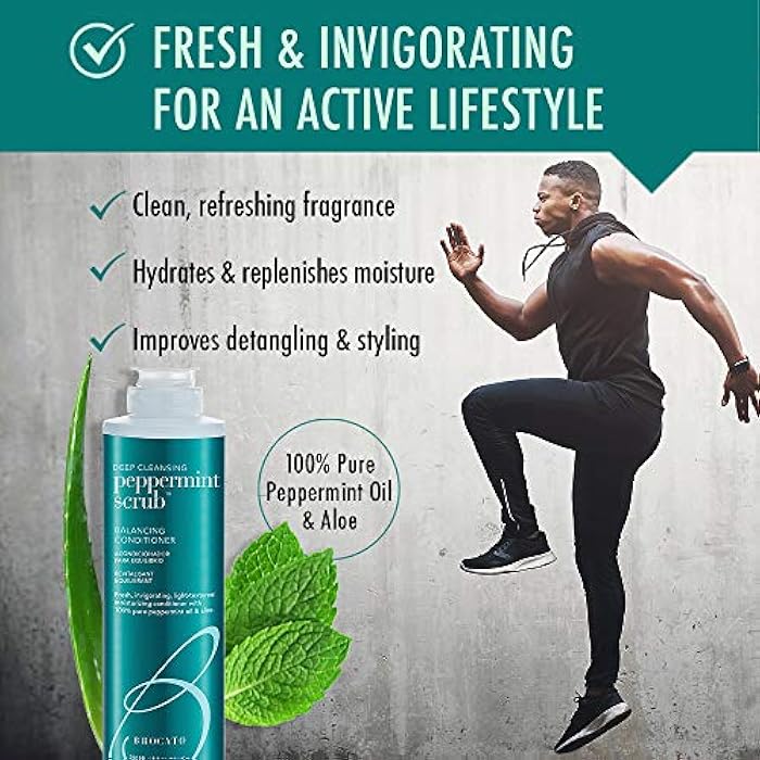 Brocato Peppermint Scrub Balancing Conditioner, 8.5 oz | Lightweight Moisturizing Conditioner with Pure Peppermint Oil Improved Detangling and Styling | No Sulfate or Parabens - Image 3