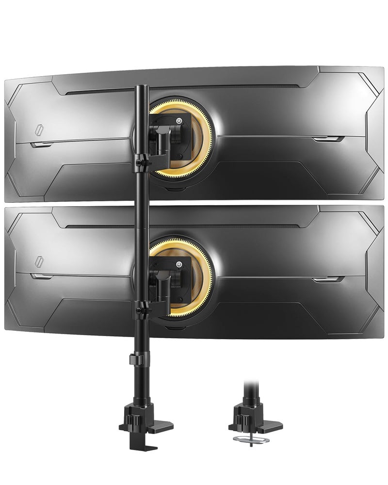 Putilsen Mount Dual Monitor-Arm Ultrawide Heavy Duty - 24-57 inch Vertical Dual Monitor Mount, Adjustable Stacked Double Monitor Desk Mount Stand, Max Load 59.4 lbs (per Arm), VESA 75/100 mm, Black - Image 1