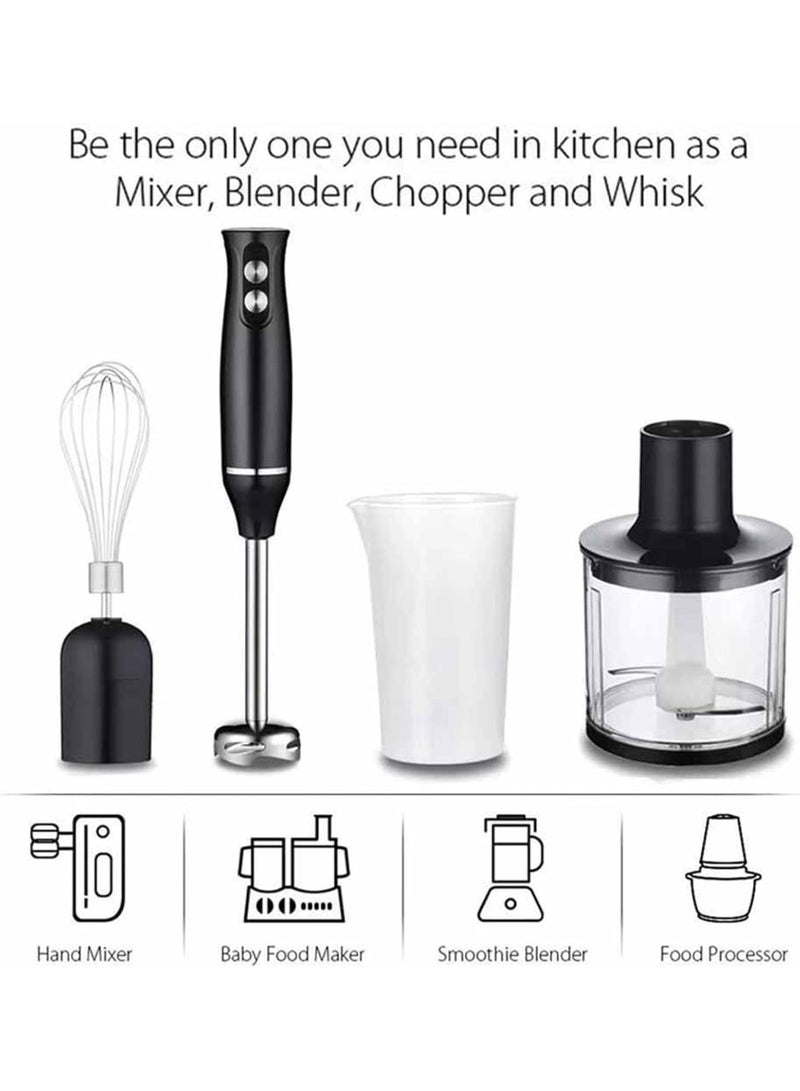 sokany 4-in-1 Hand  Blender  Multifunctional ， 2-Speed，Stainless Steel ，700ml Beaker & 500ml Chopper(Black) - Image 3