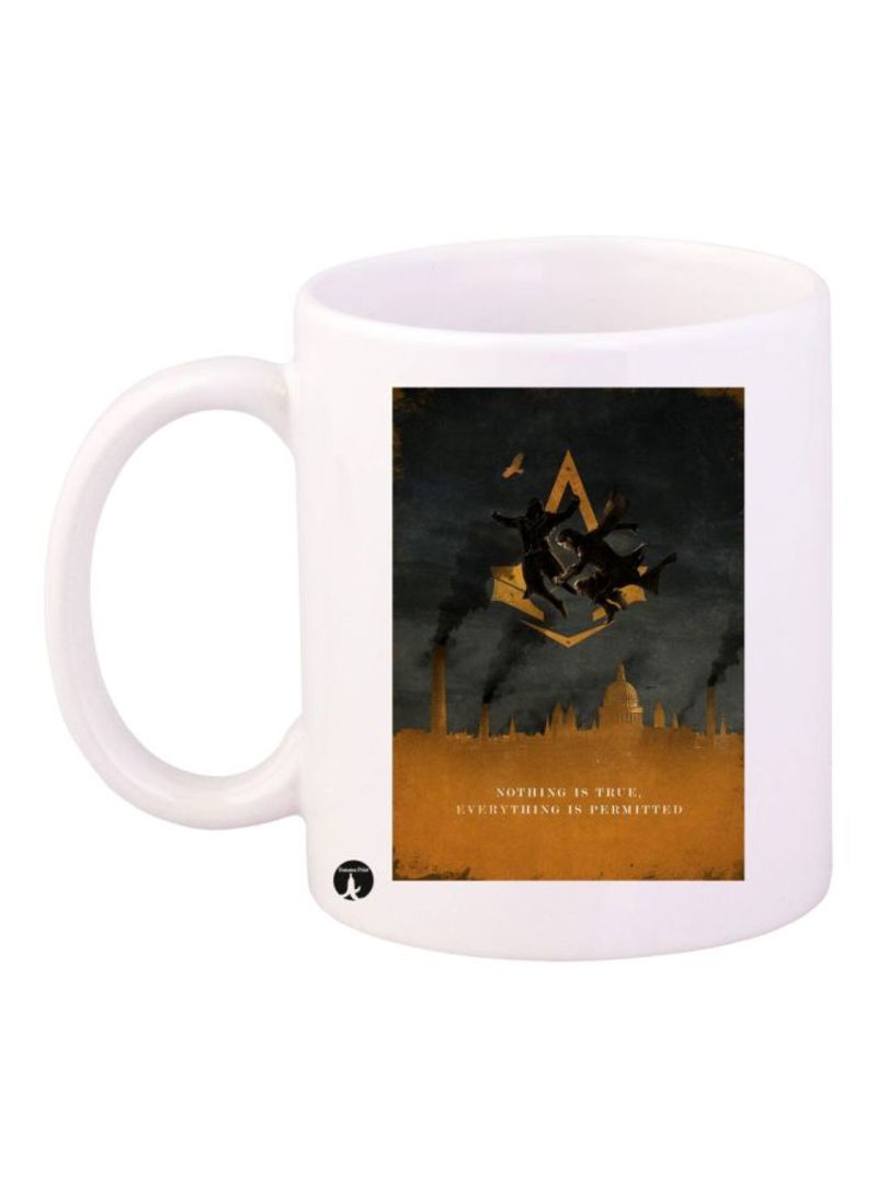RKN Assassin's Creed Video Game Printed Mug White/Brown/Black Standard Size