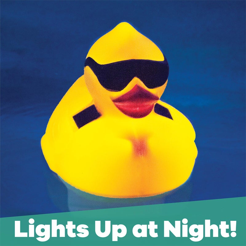 GAME Solar Light-Up Derby Duck Pool Chlorinator; 3â€-Tablet Chlorine Dispenser; LED Lights; Light Sensor; Expandable Basket; Adjustable Flow Rate; Duck, Tiki, Globe, Pineapple, & Volcano - Image 2