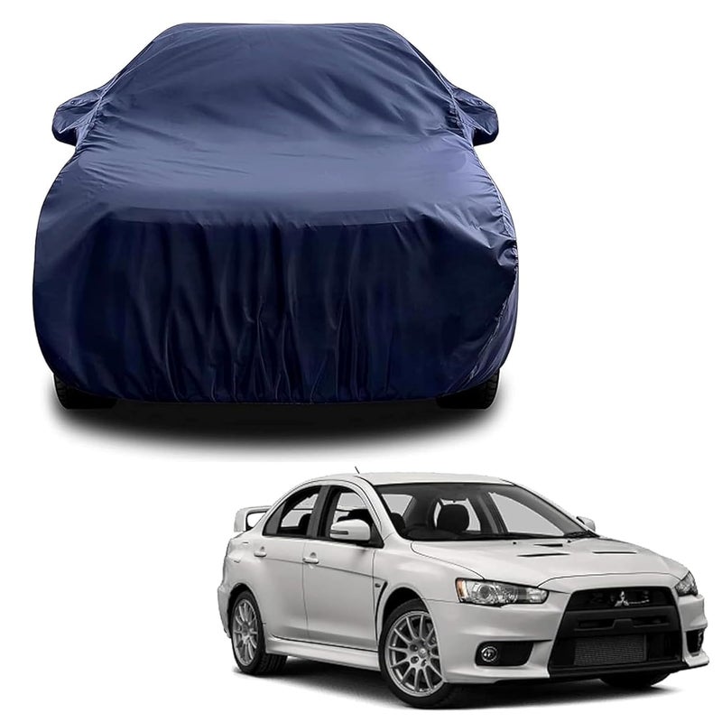 sulfar 100% Water Resistant Car Body Cover Compatible with Mirror for Mitsubishi Lancer (Triple Stitched, Full Bottom Elastic, Navy Blue) - Image 1