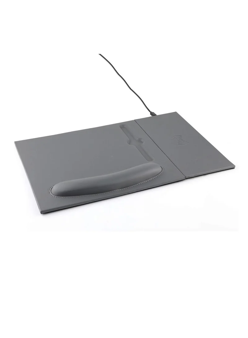 Memorii Mouse pad with wrist support 2 in 1 mouse pad with detachable and attachable 10W wireless charger pad, tech gift for men, boss, office corporate gifts (Dark Grey)