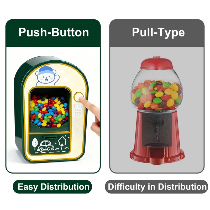 EstZMB Candy Dispenser, Mini Vending Machine for Desktop, Push-Button Type Manual Candy Machine Dispenser, for Suitable Mini Candies, Chocolate Beans, Suit Festival Gifts for Girls or Boy, Green - Image 4