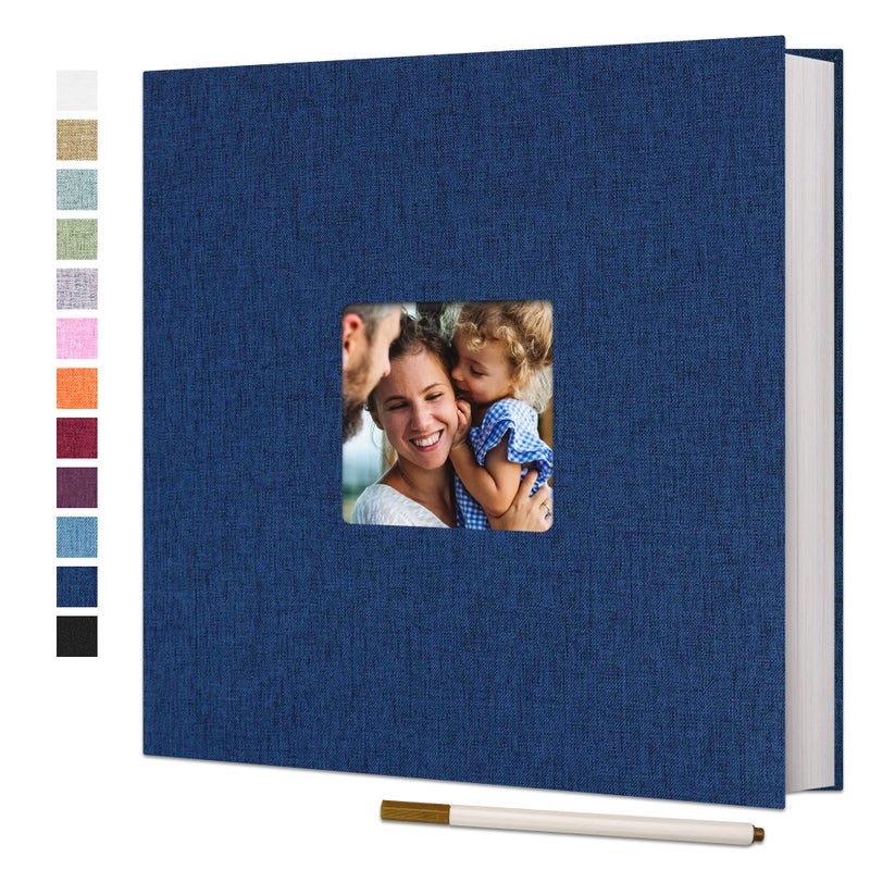 Vienrose Large Photo Album Self Adhesive for 4x6 8x10 Pictures Linen Scrapbook Album DIY 40 Blank Pages with A Metallic Pen - Image 1