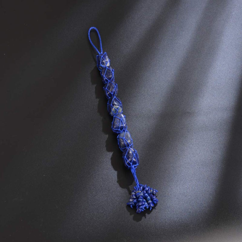 weryerker Handmade Natural Lapis Lazuli Crystal Car Hanging Ornaments for Home Decoration Feng Shui Ornament Yoga Meditation Car Decoration Tumbled Palm Stones - Image 5