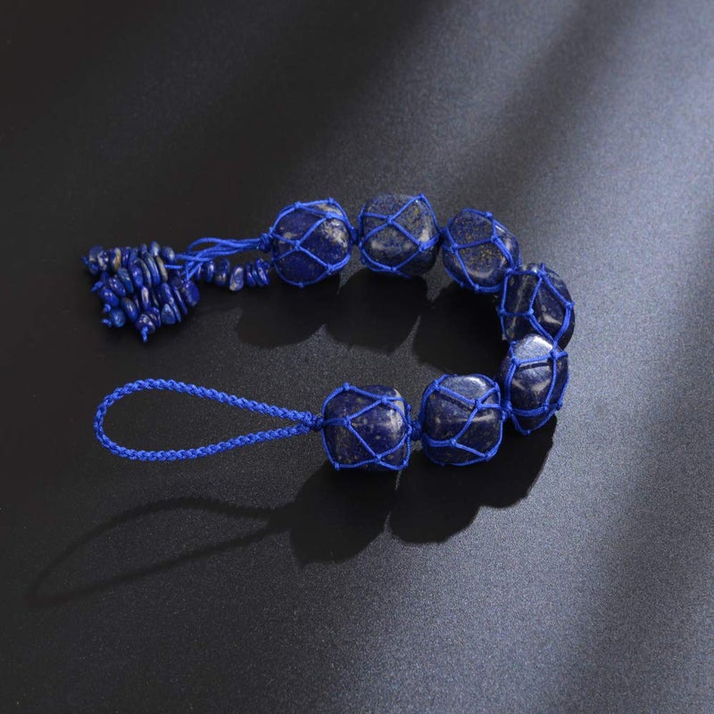 weryerker Handmade Natural Lapis Lazuli Crystal Car Hanging Ornaments for Home Decoration Feng Shui Ornament Yoga Meditation Car Decoration Tumbled Palm Stones - Image 4