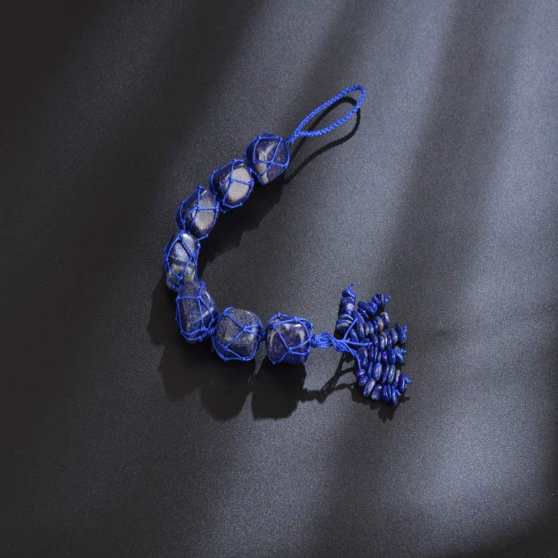 weryerker Handmade Natural Lapis Lazuli Crystal Car Hanging Ornaments for Home Decoration Feng Shui Ornament Yoga Meditation Car Decoration Tumbled Palm Stones - Image 3