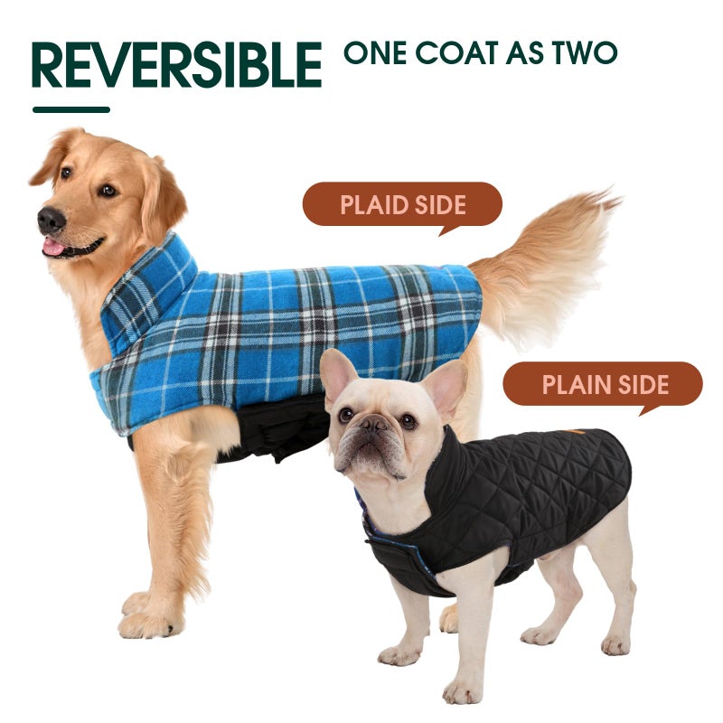 Kuoser Warm Dog Coat, Waterproof Dog Jacket for Extra Large Dogs, Adjustable Durable XXL Doggie Winter Coat Reversible Puppy Cold Weather Apparel from Small to Large Breed, Blue XXL - Image 4