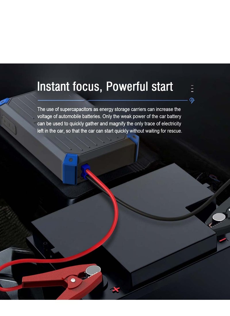 Brave - 12V Super Capacitor Car Jump Starter 1000A Peak Power - Battery-Free Car Battery Booster for 6.0L Gasoline and 4.0L Diesel Engines, Self-Charging in 3 Minutes, Smart Display, Heavy Duty Jump Starter Box with Carrying Bag for Cars, SUVs, Trucks, and Vans - Fast Charging, Emergency Jump Starter, Portable, Durable, All-Weather Use - Image 1