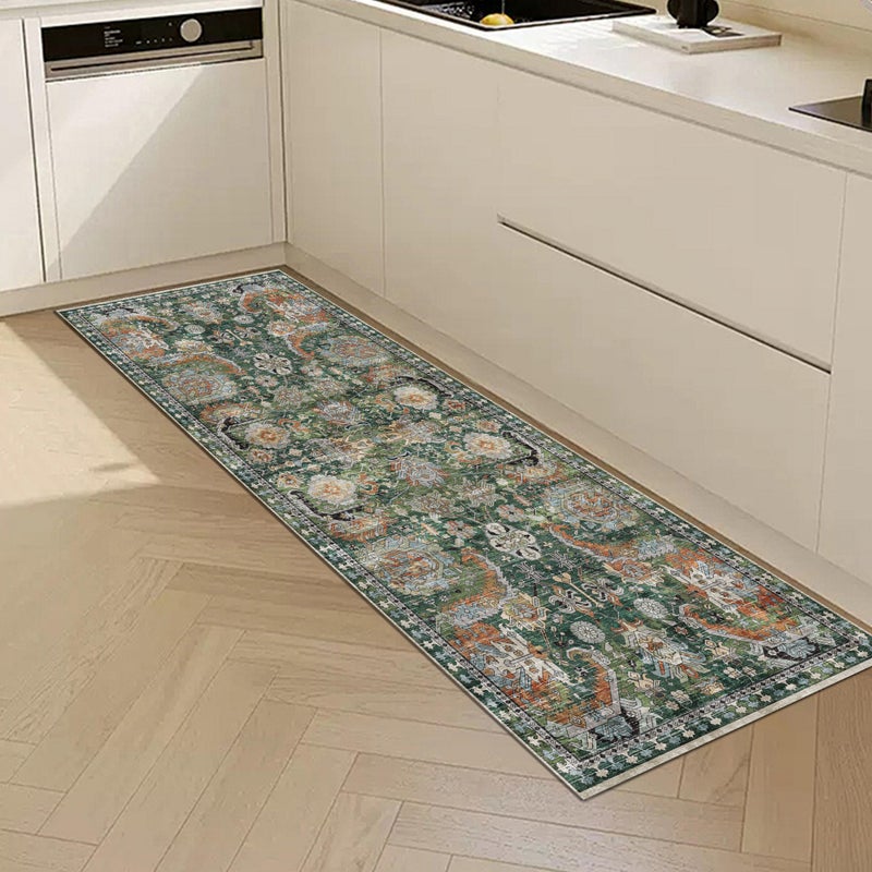 RUGSURE Washable Area Rugs - Perfect for Living Room, Bedroom, Kids Room, Nursery - Stain & Water Resistant Non-Slip, Pet & Child Friendly, Vintage Tribal Area Rugs (Green, 2'6'' x 8') - Image 3