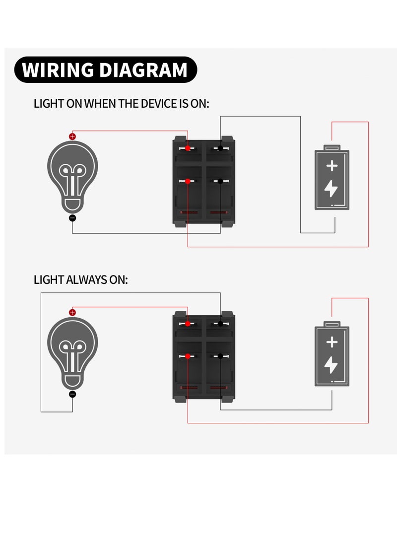 SYOSI - 12V 30A Rocker Switch, 4 Pin Red LED Lighted Rocker Toggle Switch, DPST Heavy Duty 30 Amp 12 Volt Rocker Switch, Waterproof Toggle Plug for Car RV Home (5pcs) - Image 1