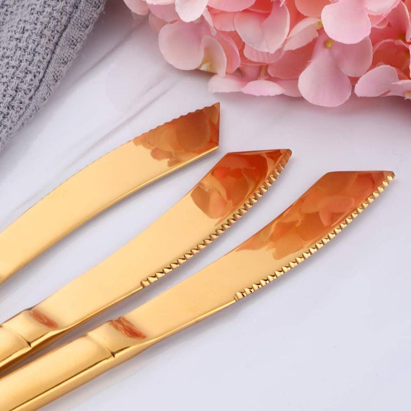 Bisda Steak Knife Set Premium Serrated Stainless Steel Kitchen Steak Knives Set of 6 Dishwasher SafeGold - Image 3