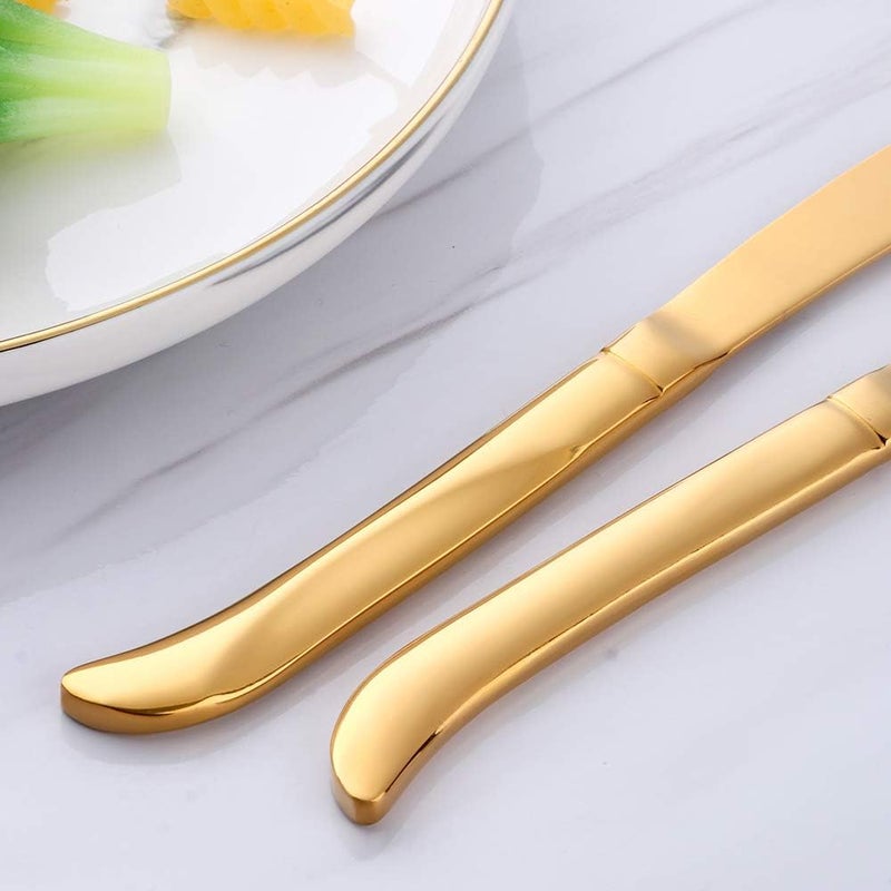 Bisda Steak Knife Set Premium Serrated Stainless Steel Kitchen Steak Knives Set of 6 Dishwasher SafeGold - Image 4