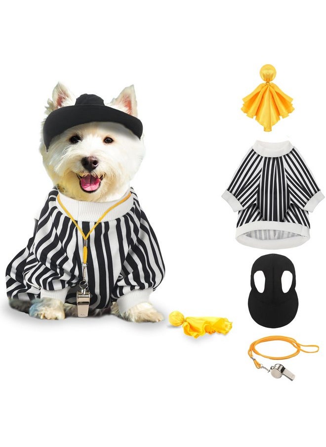 Amylove 4 Pcs Referee Dog Halloween Costume Include Black and White Striped Sleeveless T Shirts Adjustable Dog Hat with Ear Holes Yellow Penalty Flag Stainless Steel Sports Whistles with Lanyard (L) - pzsku/Z3EF37412FBEFCA5AB04AZ/45/_/1737032027/1547d60e-b7fa-4e6d-b5af-09719b1b60a9