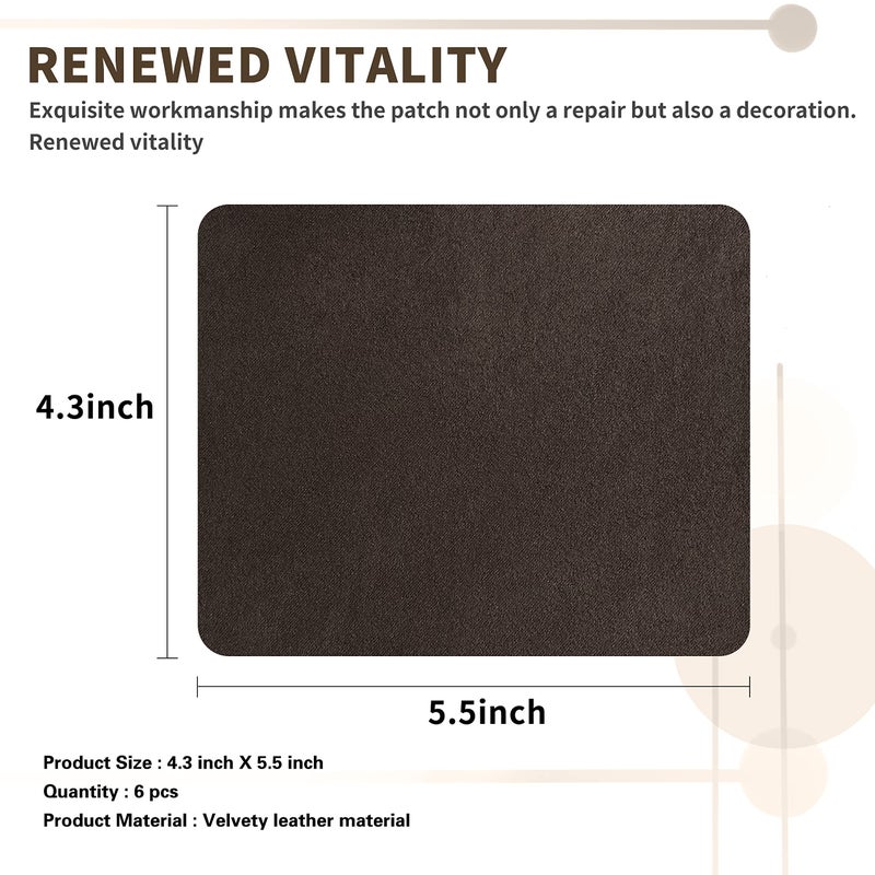Azobur Sofa Fabric Repair Patch  6 Piece Microfiber Patches  Self Adhesive Fabric Sofa Patch Repair Fabric  Luxurious Look  Quick Fix Sofa.(Dark Brown) - Image 2