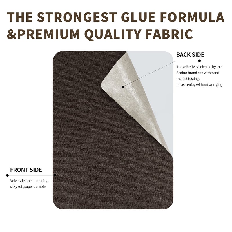 Azobur Sofa Fabric Repair Patch  6 Piece Microfiber Patches  Self Adhesive Fabric Sofa Patch Repair Fabric  Luxurious Look  Quick Fix Sofa.(Dark Brown) - Image 3