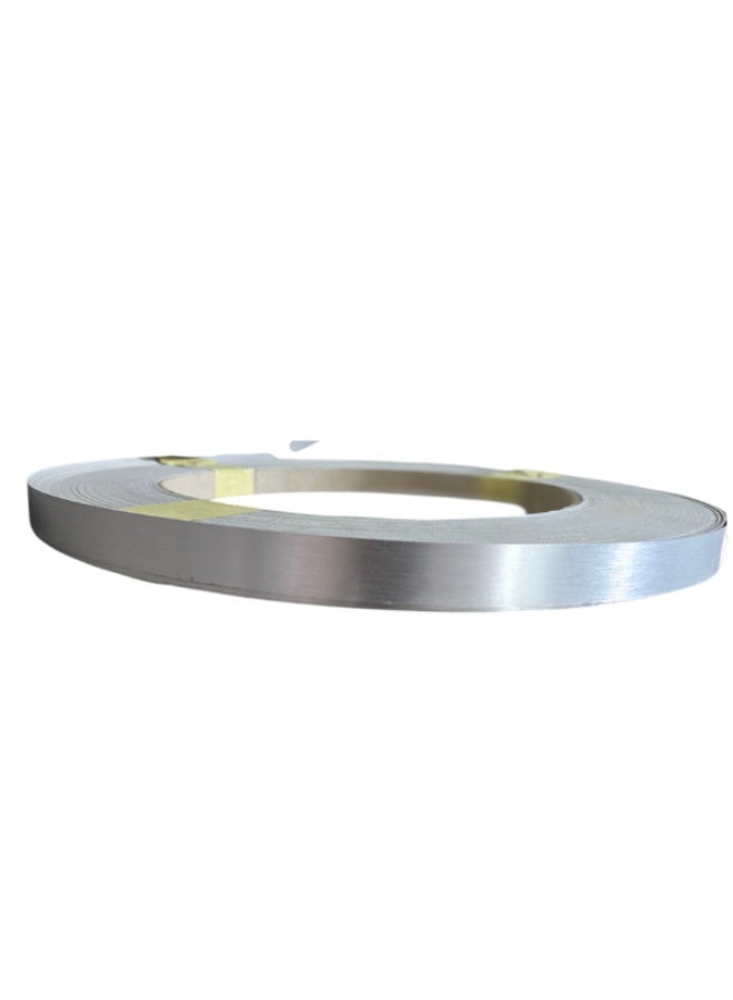 HME 8873 Metallic Aluminium Silver PVC Edge Banding – Gloss Finish – 23mm x 1mm – 100m Roll – Laminate Furniture Edge Finishing for Table, Cabinet & Cupboard - Image 1