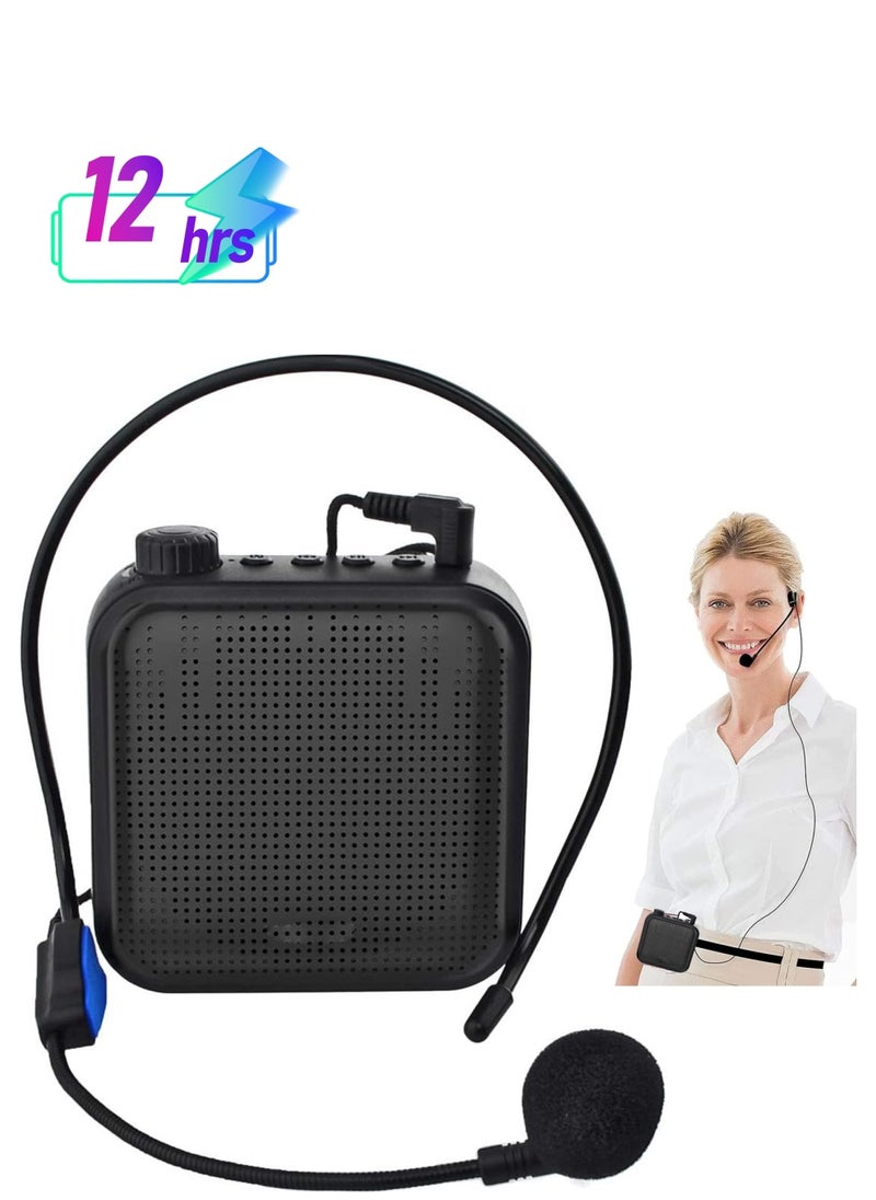 SYOSI - Voice Amplifier with Wired Microphone Headset, Voice Amplifier, 12W Rechargeable PA System (1200mAh) with Wired Microphone for Teachers, Coaches, Tour Guide Personal Microphone Speech Amplifier - Image 1