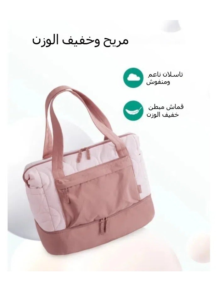 general Multifunctional shoulder bag, short-distance travel bag, large-capacity foldable bag with toilet bag, sports fitness bag (pink) - Image 2
