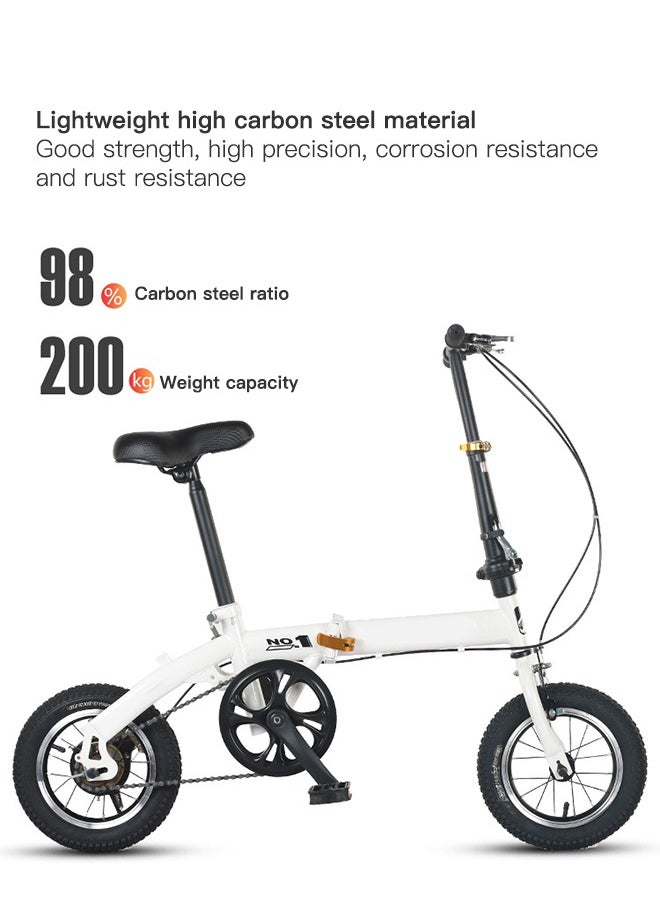 Sharpdo - 12 Inch Lightweight Folding Mountain Bike for Teenagers，Height Adjustable High Carbon Steel Frame Dual Disc Brakes Folding Bicycle for Adults Youth Men Women - Image 1