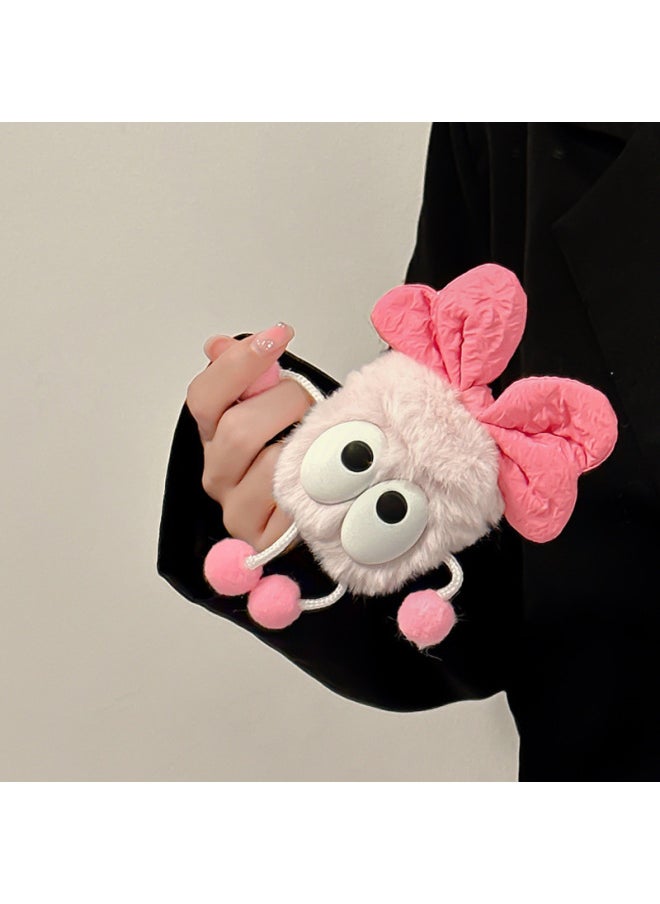 Generic Autumn And Winter Plush Powder Bow Suitable For Airpods Protective Case Three Generation Pro2 For Apple Wireless Bluetooth Earphone Case-Color:Plush Violet Bow Little Man-Applicable Model:Airpods Pro2 Generation  - Image 3