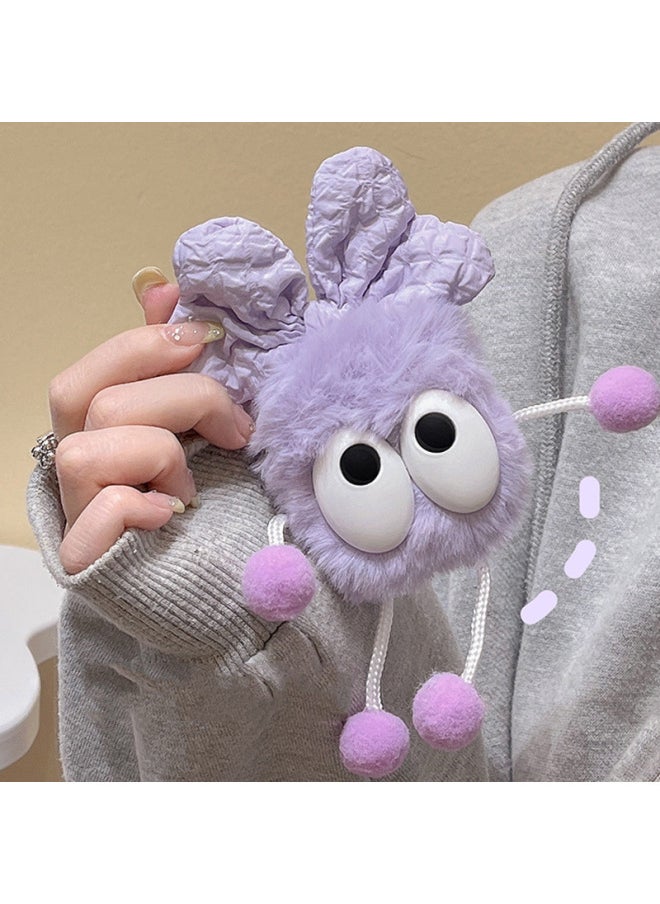 Generic Autumn And Winter Plush Powder Bow Suitable For Airpods Protective Case Three Generation Pro2 For Apple Wireless Bluetooth Earphone Case-Color:Plush Violet Bow Little Man-Applicable Model:Airpods Pro2 Generation  - Image 1