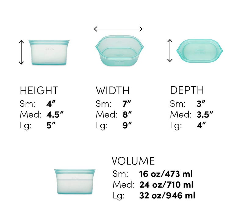 Zip Top Reusable Food Storage Bags | 3 Dish Set [Teal] | Silicone Meal Prep Container | Microwave, Dishwasher and Freezer Safe | Made in the USA - Image 4