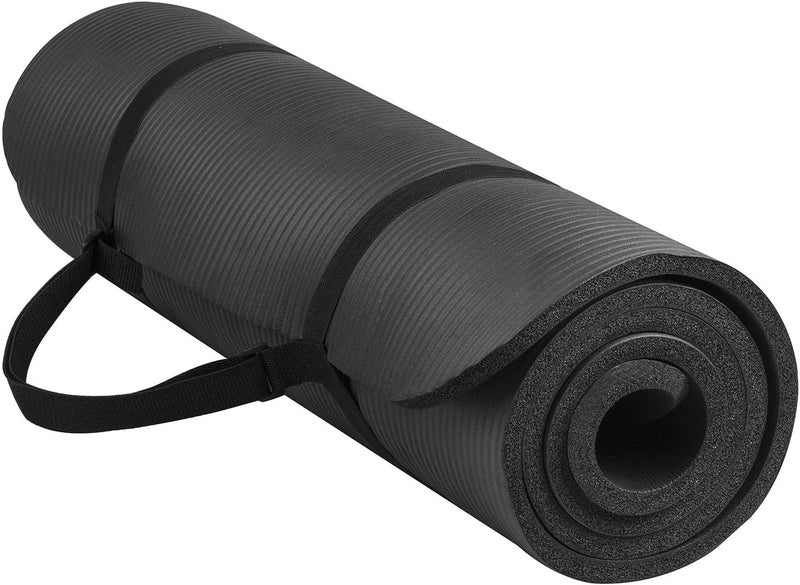 DORSA Non Slip yoga mat 10mm thick NBR Gym home mat exercise mat sport mat 183 X 61cm Black - Image 1