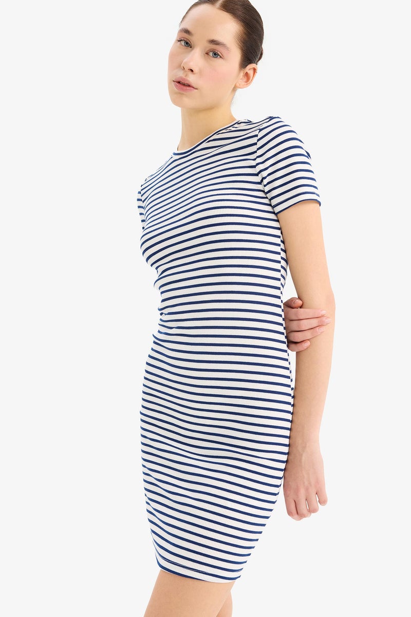 DeFacto Woman Bodycon Crew Neck Striped Camisole Mini Dress  - Image 4