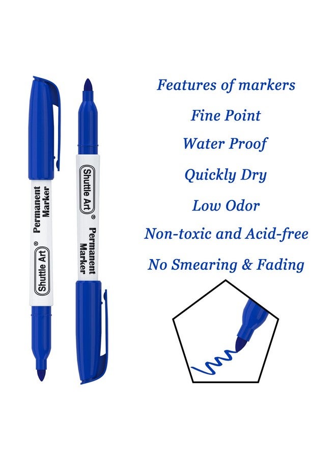 Shuttle Art Permanent Markers, 30 Pack Blue Permanent Marker Set,Fine Point, Works On Plastic,Wood,Stone,Metal And Glass For Doodling, Marking… - Image 3