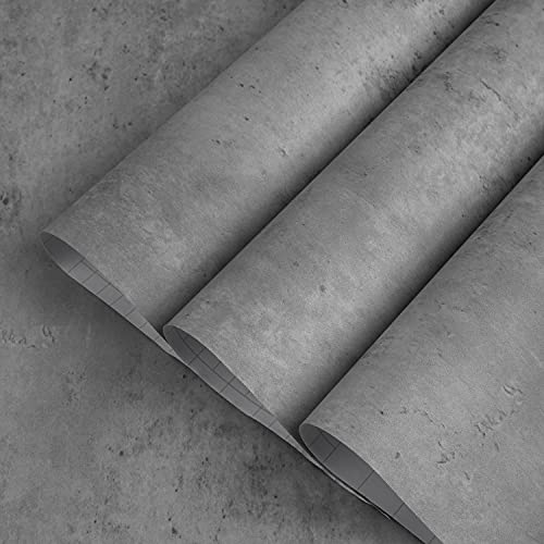 TOTIO Gray Concrete Wallpaper 16x708inch Matte Thick Textured Grey Cement Contact Paper Peel Stick Countertop Paper Removable Waterproof Adhesive Furniture Stickers Industrial Style Vinyl Wall Sticker - Image 2