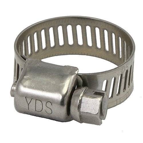 YDS All 300 Grade Stainless Steel Mini Hose Clamp, Worm-Drive, SAE Size 5, 7/16" to 3/4" Diameter Range, 0.35 Bandwidth (Pack of 10) - Image 1