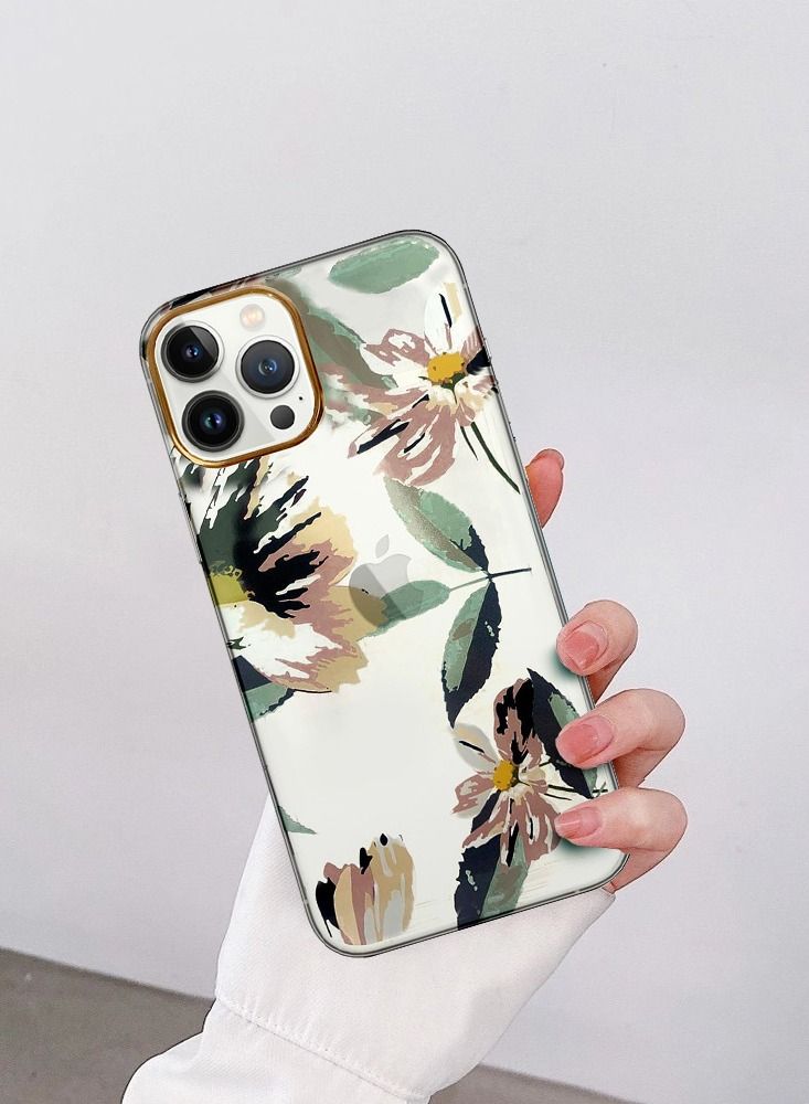 JOWAY iPhone 12 Pro Max Floral Clear Case Ultra Slim Shockproof Flower Print Transparent Cover Design 3 - Image 4