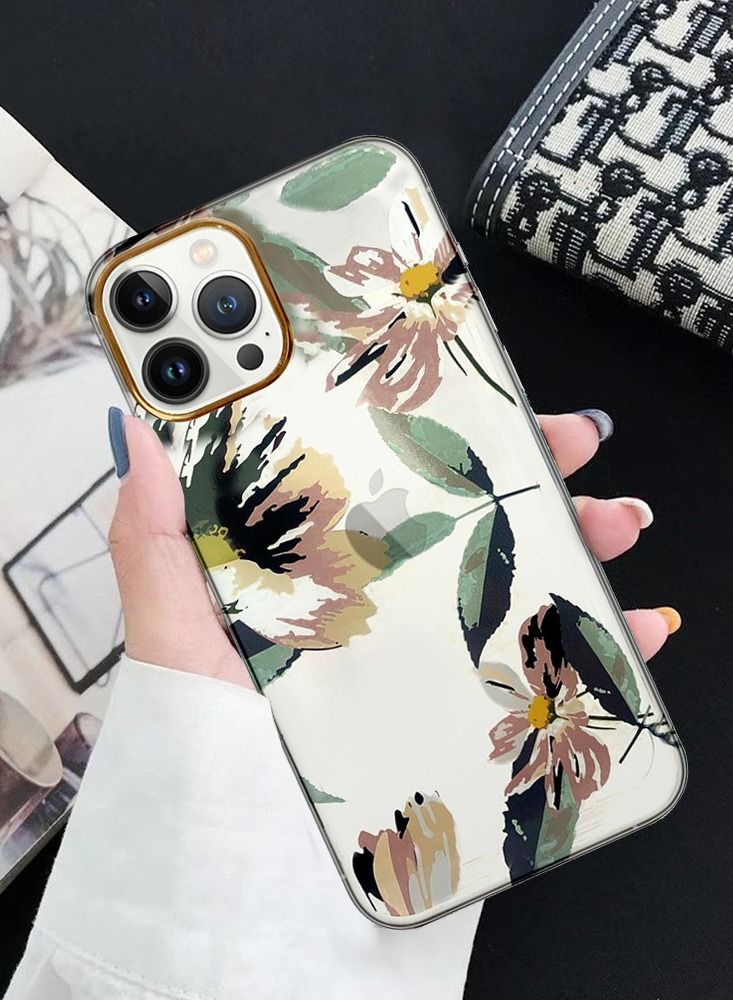 JOWAY iPhone 12 Pro Max Floral Clear Case Ultra Slim Shockproof Flower Print Transparent Cover Design 3 - Image 3