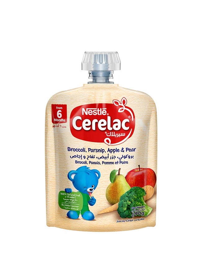 Nestle Cerelac Puree Fruits & Vegetables, Broccoli, Parsnip, Apple & Pear, 90g