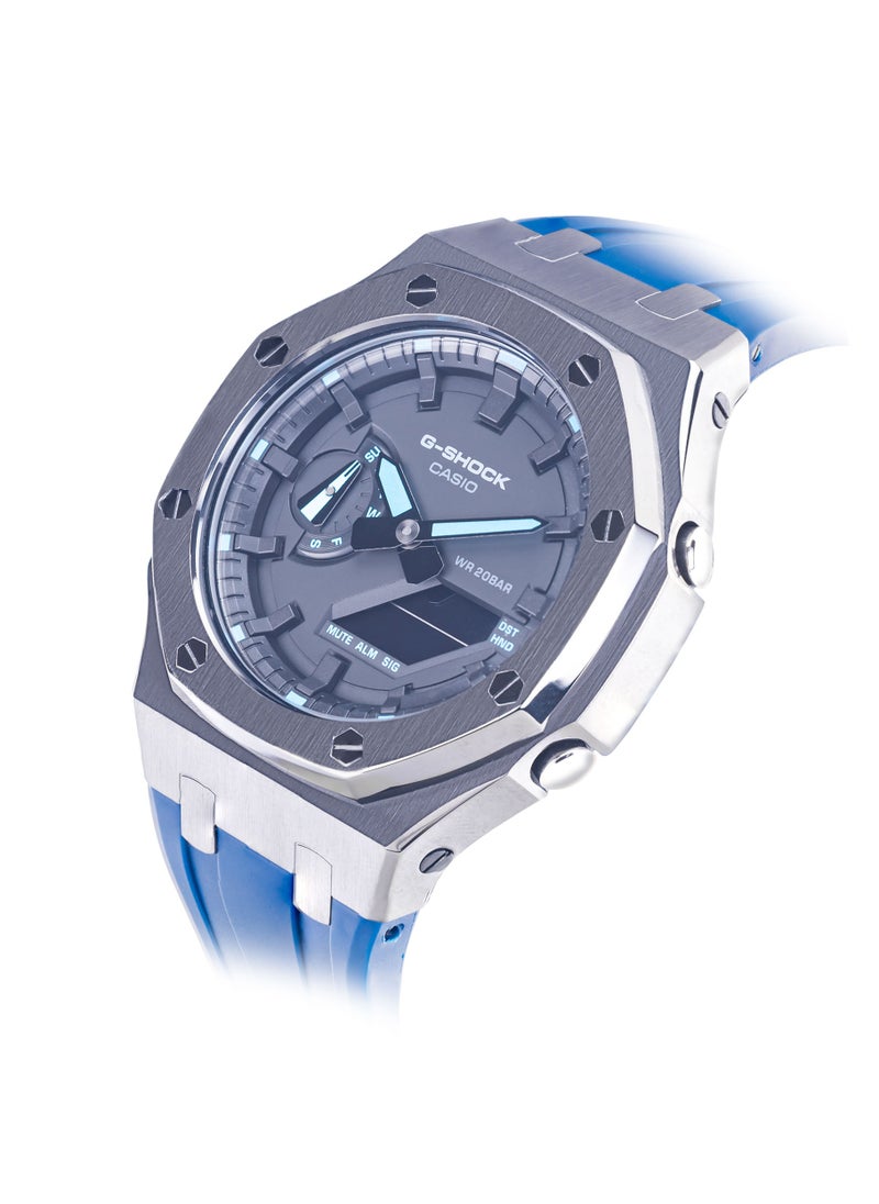 G-SHOCK Casio G-shock Men's GA 2100 Watch - Analog & Digital Blue Rubber Strap Watch  - Image 1