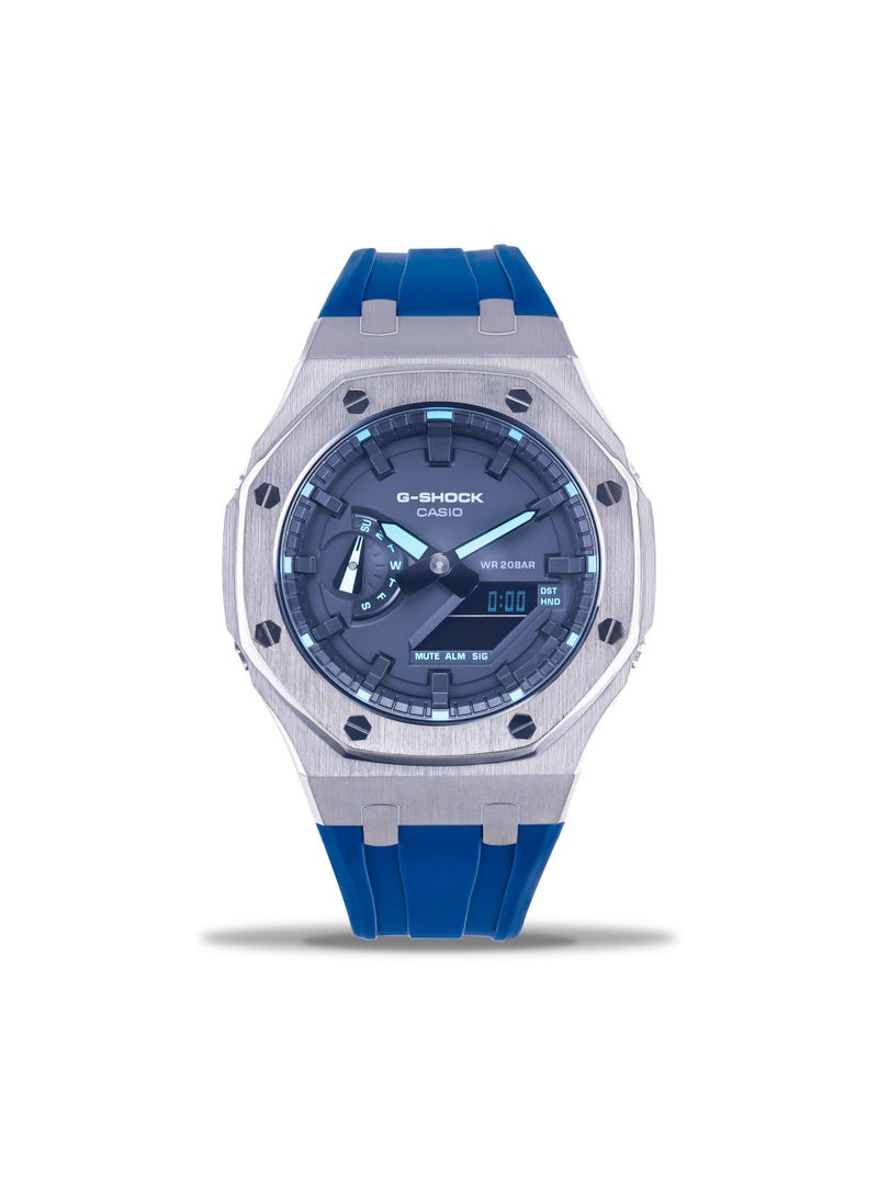 G-SHOCK Casio G-shock Men's GA 2100 Watch - Analog & Digital Blue Rubber Strap Watch  - Image 2