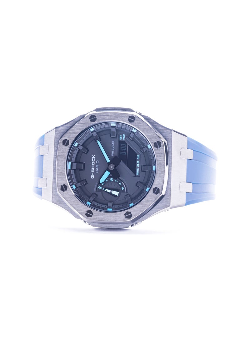 G-SHOCK Casio G-shock Men's GA 2100 Watch - Analog & Digital Blue Rubber Strap Watch  - Image 3