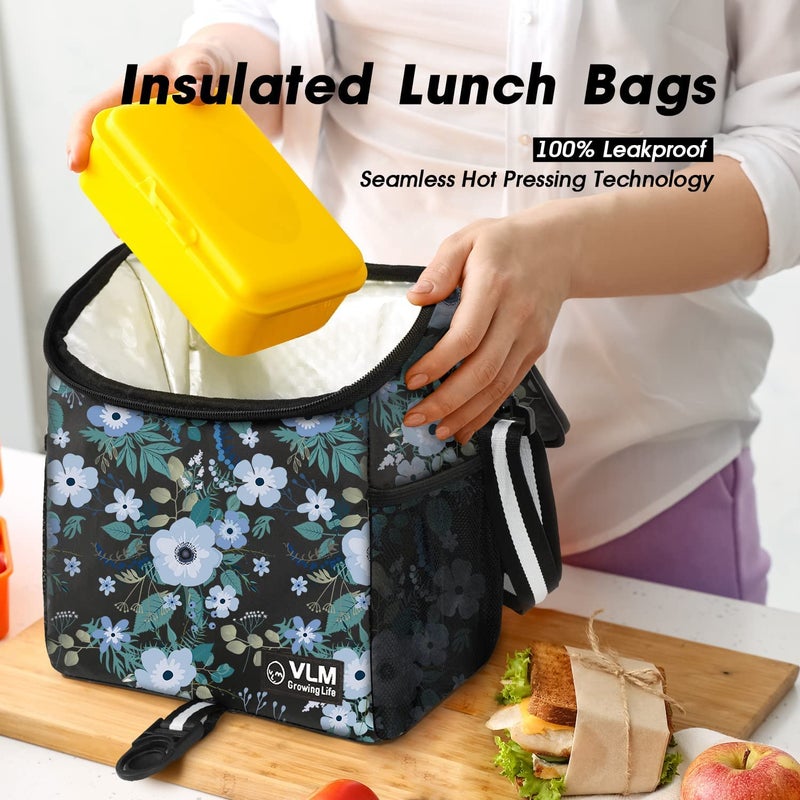 VLM Lunch Box for Women, Insulated Lunch Bag Women with Adjustable Shoulder Strap, Cute Lunch Tote Bag for Work,Picnic,Camping - Image 3