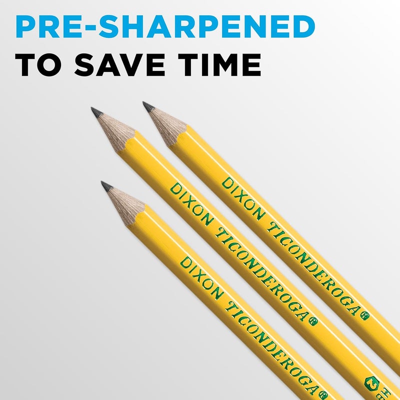 TICONDEROGA Pencils, Wood-Cased, Pre-Sharpened, Graphite #2 HB Soft, Yellow, 4-Pack (33882) - Image 3