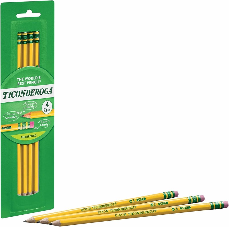 TICONDEROGA Pencils, Wood-Cased, Pre-Sharpened, Graphite #2 HB Soft, Yellow, 4-Pack (33882) - Image 2