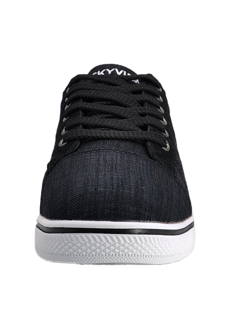 سكاي فيو أحذية رجالية كاجوال رجالي أحذية رياضية قماشية منخفضة العلوية مريحة للمشي مريحة للرجال أسود أبيض - Image 4