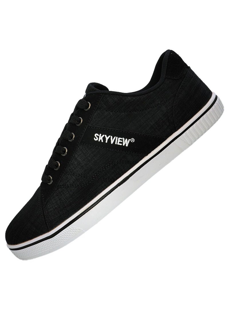 سكاي فيو أحذية رجالية كاجوال رجالي أحذية رياضية قماشية منخفضة العلوية مريحة للمشي مريحة للرجال أسود أبيض - Image 3