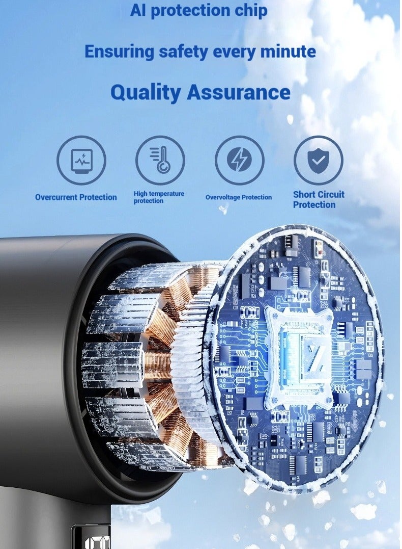 رِينْجِنْج ‌مروحة يدوية أو مكتبية بشاشة رقمية، 100 سرعة، بطارية تدوم طويلاً، شحن عبر USB، توربو عالي السرعة - Image 3