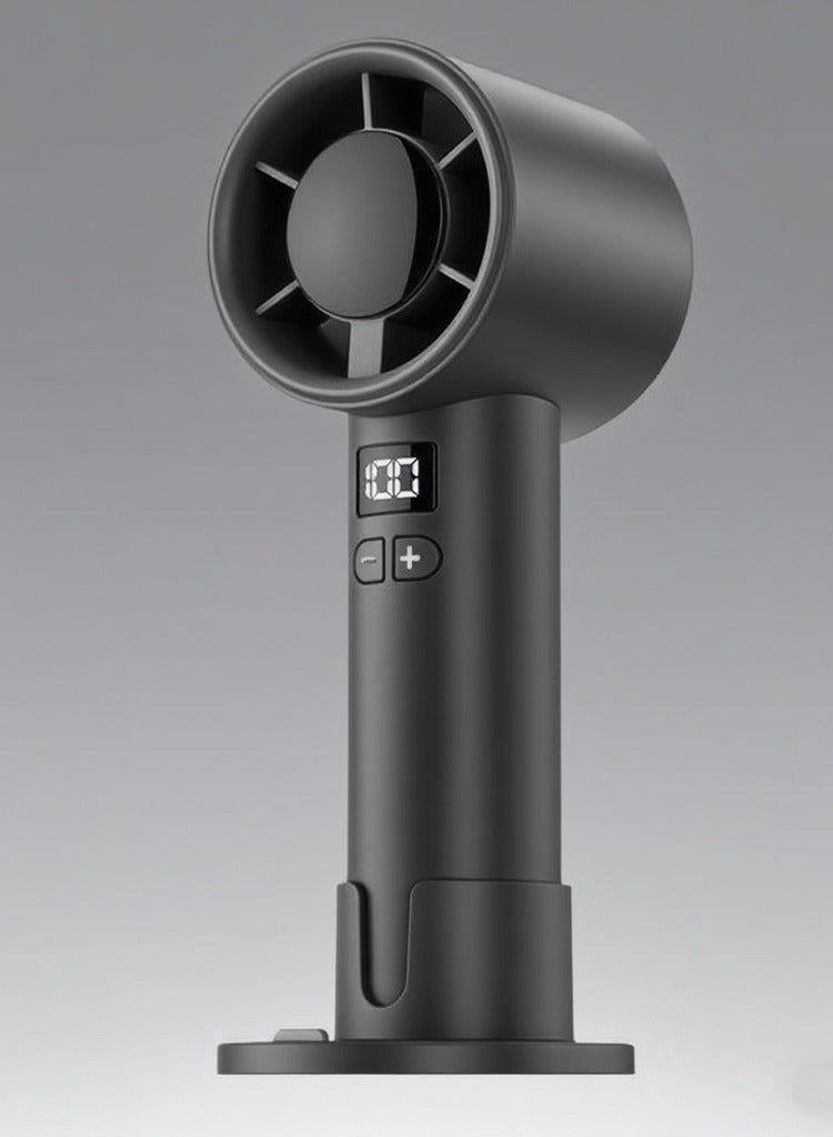رِينْجِنْج ‌مروحة يدوية أو مكتبية بشاشة رقمية، 100 سرعة، بطارية تدوم طويلاً، شحن عبر USB، توربو عالي السرعة - Image 1