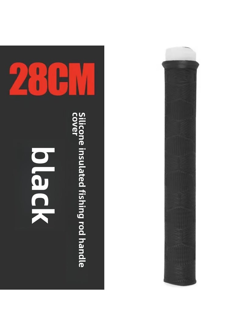Generic Extended Fishing Rod Silicone Grip Sleeve Non-Slip extended black