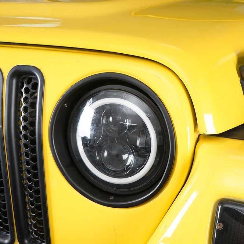 Hooke Road غطاء حواف مصابيح Wrangler TJ باللون الأسود غير اللامع لسيارة جيب رانجلر TJ من 1997-2006 (زوج) - Image 2